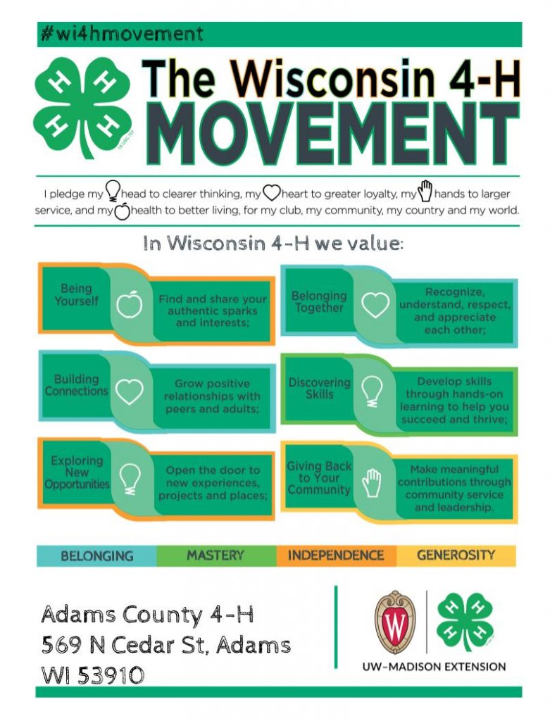 Adams County 4H Youth Development Grow with 4H
