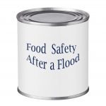 A photo of a can good with label reading Food Safety After a Flood