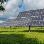 mounted solar arrays in field