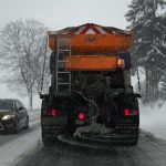 Truck spreading road salt