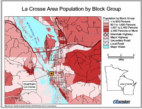 Sample Map Showing Population by Block Group