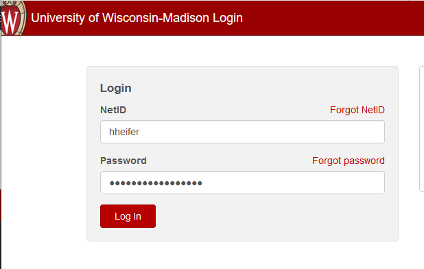  UW-Madison Login screen