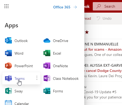 Microsoft Office 365 Apps Menu
