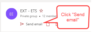 Click arrow to Send email from Teams