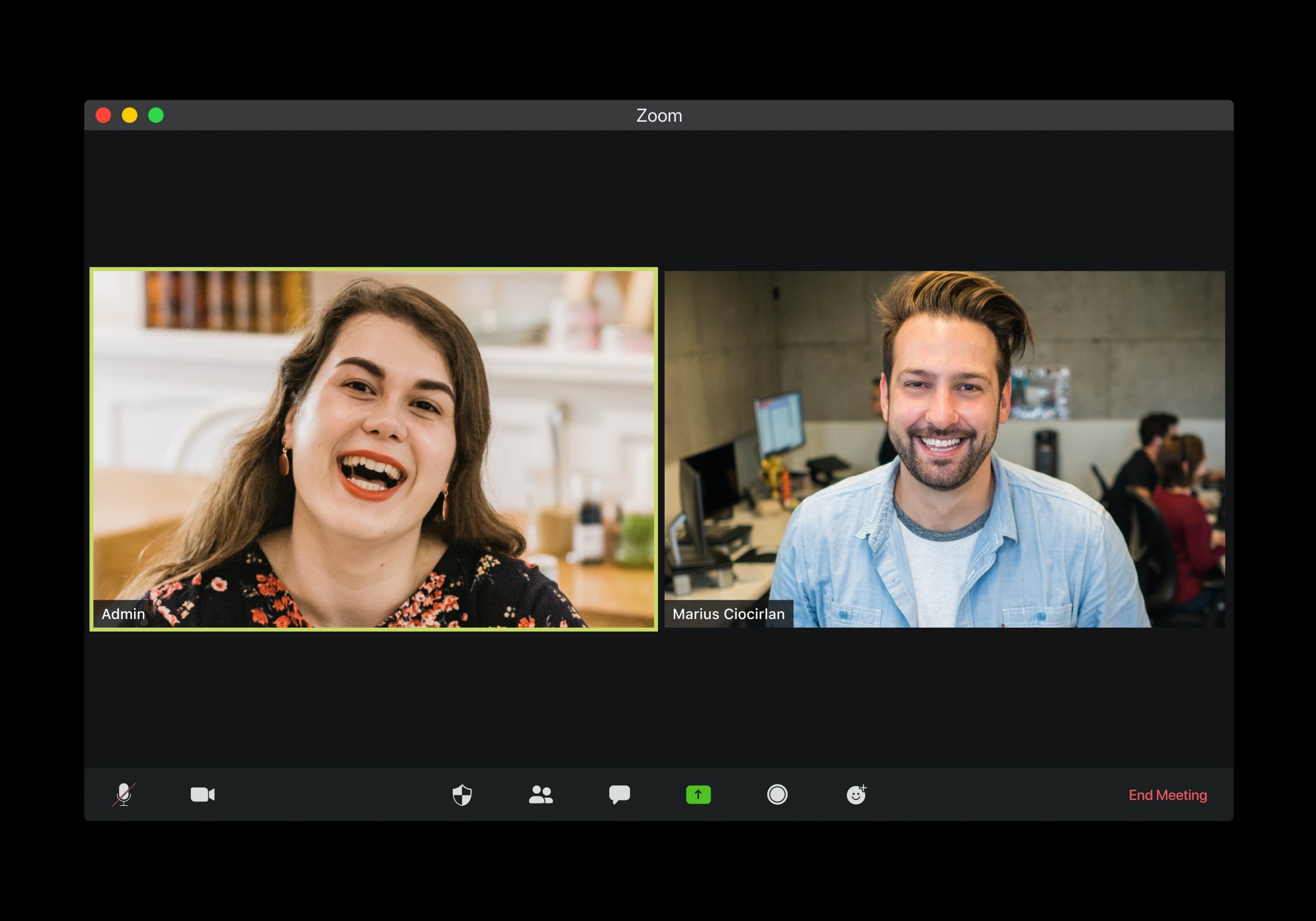 a woman and a man on a zoom screen