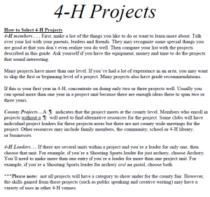 4-H Projects – Kewaunee County 4-H