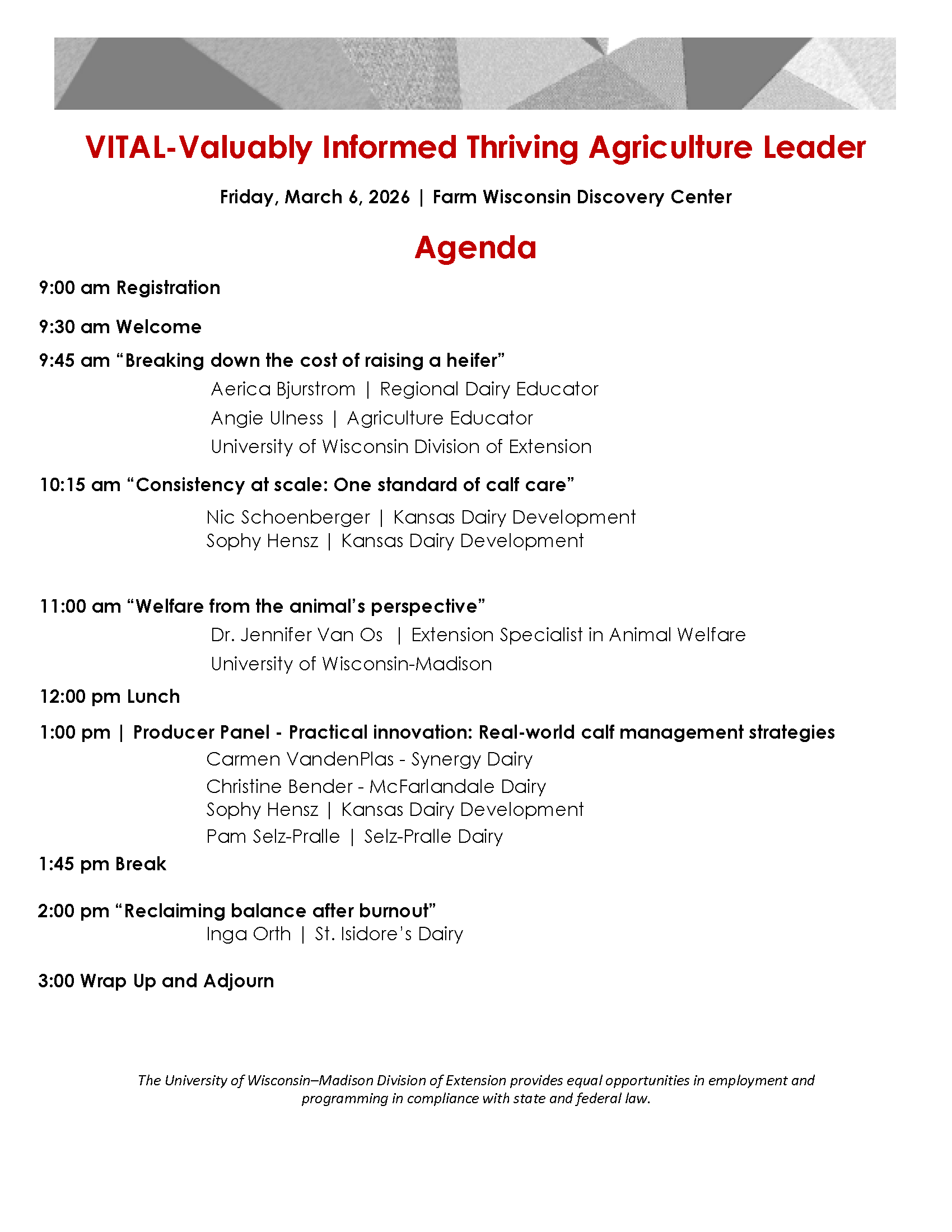 VITAL- Valuably Informed Thriving Agriculture Leader Agenda