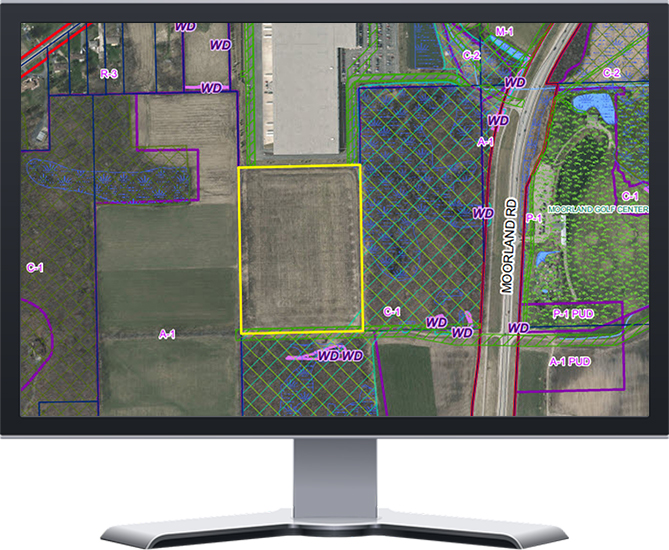 computer monitor with zoning map