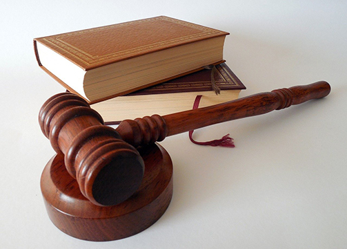 gavel with law books