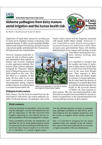 USDA Fact Sheet: Airborne pathogens from dairy manure aerial irrigation and the human health risk