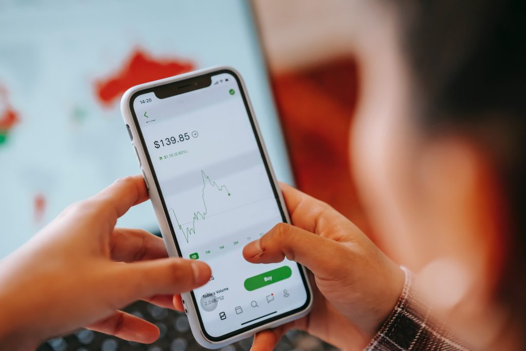 Smartphone displaying a finance app