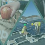 Collage of different types of cooperatives, including farm, solar energy, and healthcare.