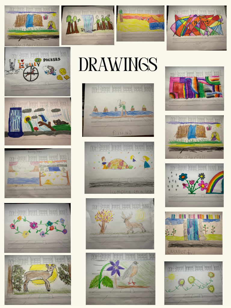Drawings showing ideas of art submitted to Iron County for community art projects