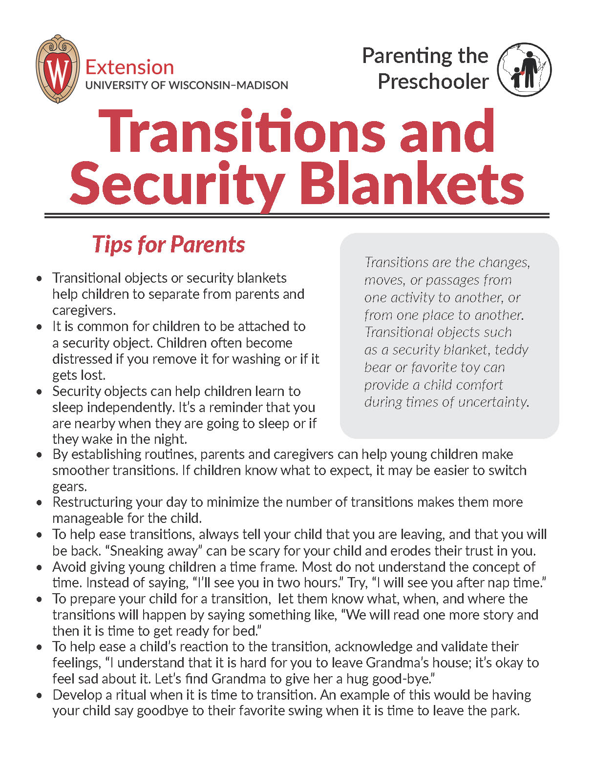 Transitions and Security Blankets Parenting The Preschooler