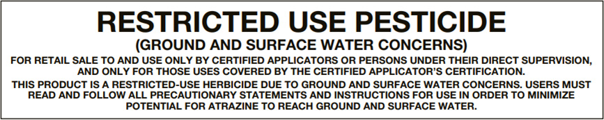 Restricted use pesticide label warning about ground and surface water concerns, for certified applicators only
