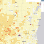 Screenshot of typical data from the EPA's EJScreen database mapped for Wisconsin,