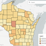 Screenshot of Kids Count Data Center map showing data by county.