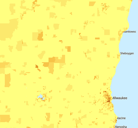 Screenshot of a Wisconsin data layer from the EPA Smart Location Database