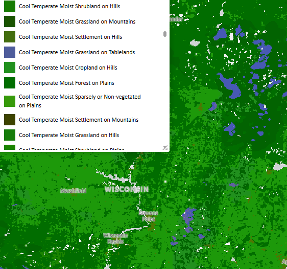 Screenshot of terrestrial ecosystems from geoplatform.gov