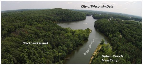 Aerial view of Upham Woods and Wisconsin River