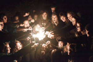 4-H group lighting sparklers